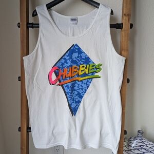 Chubbies Men's White Tank Top with Colorful Print - Size M